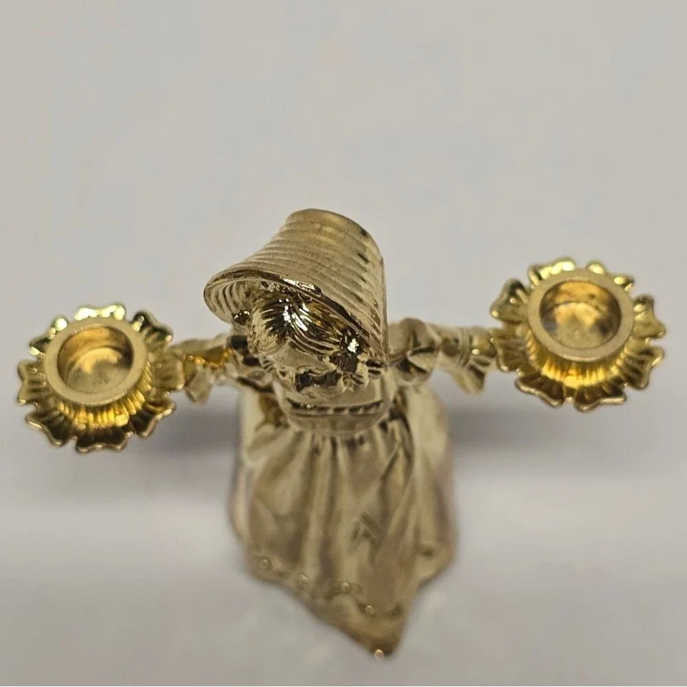 Antique Mary Gregory Gold Pewter Dinner Table Candle Holder Or Snuffer